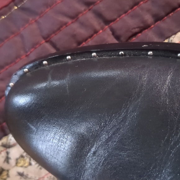 LORD & TAYLOR* 3 buckled strap studded block heel side zip moto boots - Picture 8 of 16